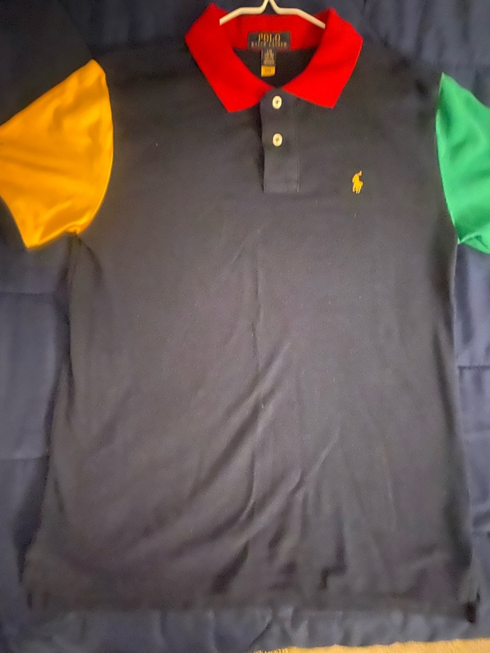 Polo Ralph Lauren Colorblock Polo - Navy with Red Collar & Multi Sleeves